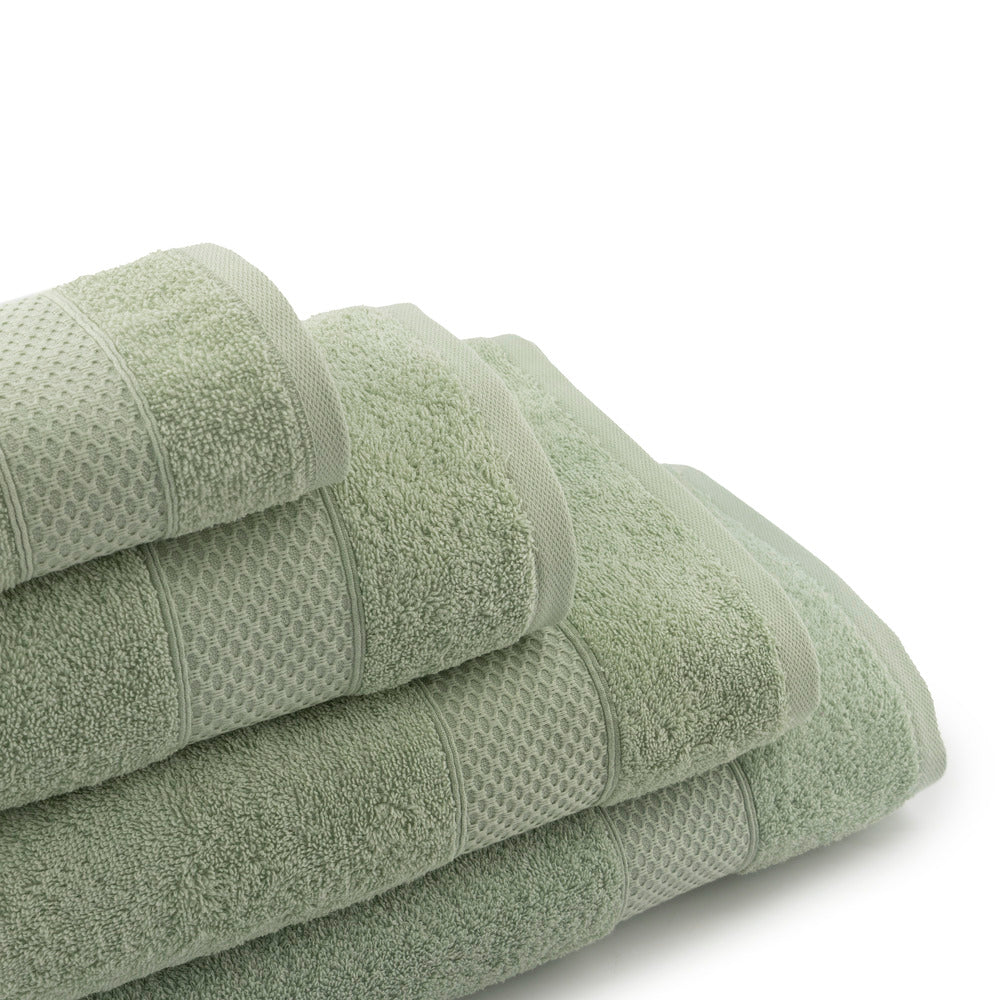 Juego de Toallas de baño - Toalla grande de Ducha, Toalla de Manos y Toalla de lavabo - 100% Algodón - 450 g/m2 Verde