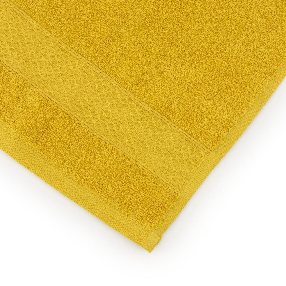 Juego de Toallas de baño - Toalla grande de Ducha, Toalla de Manos y Toalla de lavabo - 100% Algodón - 450 g/m2 Mostaza