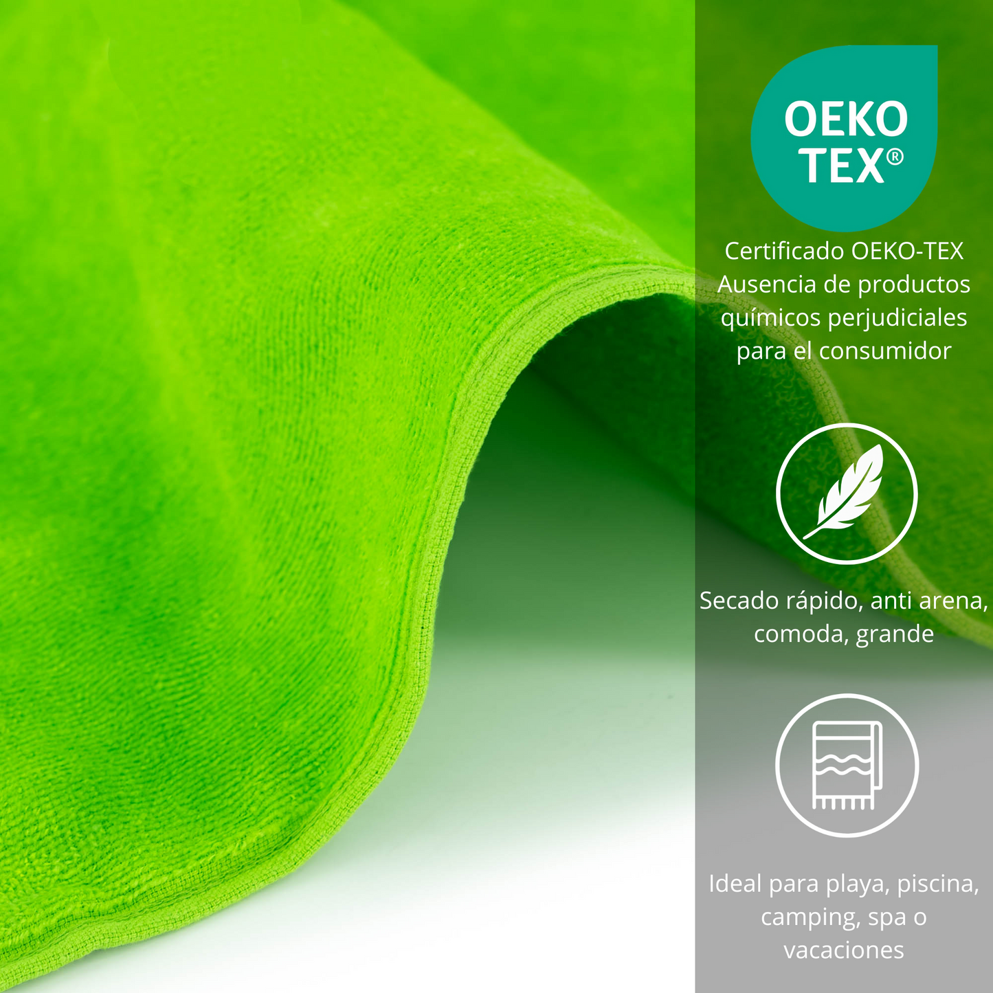 BOSKIMO Toalla de Playa Popa Pistacho Grande 90x170 cm – 100 % Algodón Rizo de Alta Calidad – Suave, Absorbente y de Secado Rápido – Fabricada en Portugal – Estilo Premium en Colores Vivos – Ideal para Playa y Piscina