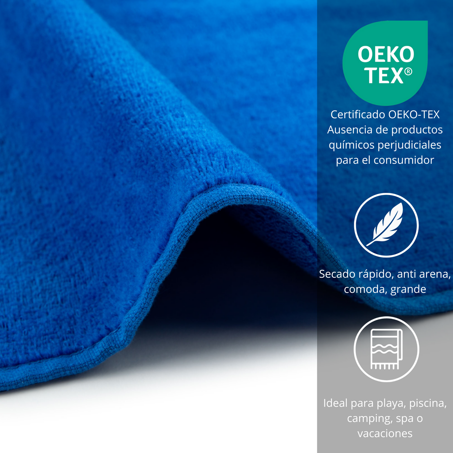 BOSKIMO Toalla de Playa Popa Azulón Grande 90x170 cm – 100 % Algodón Rizo de Alta Calidad – Suave, Absorbente y de Secado Rápido – Fabricada en Portugal – Estilo Premium en Colores Vivos – Ideal para Playa y Piscina