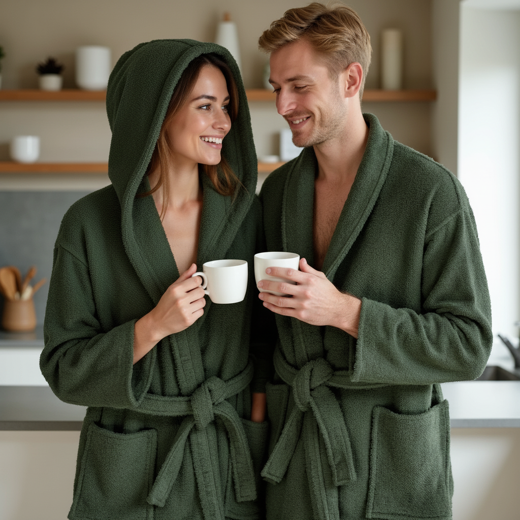 BOSKIMO Albornoz de Baño Unisex con Capucha 100% Algodón OEKO-TEX – Bata para Hombre y Mujer – Rizo Americano 420 gsm – Suave y muy Absorbente
