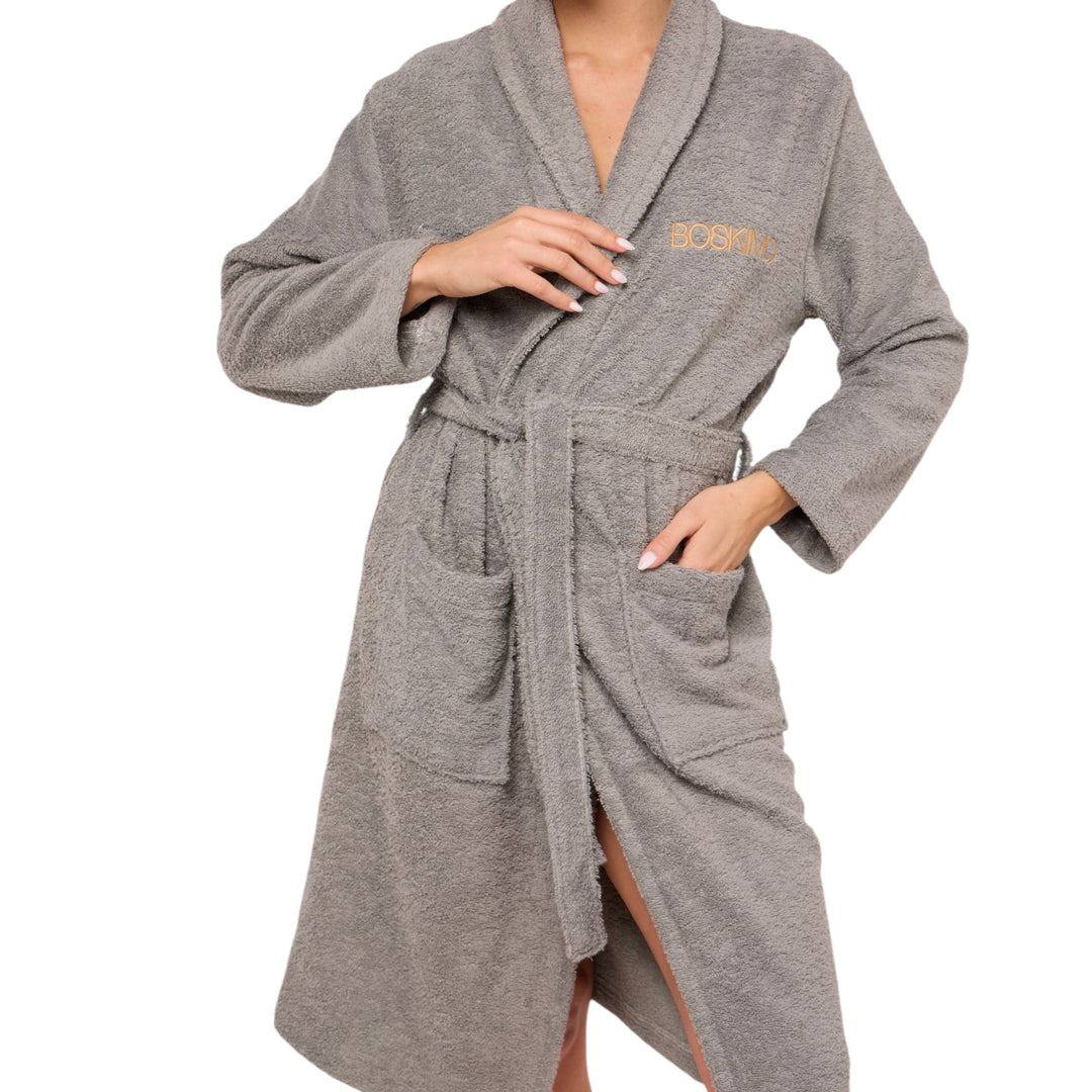 Albornoz Unisex - Albornoz de Ducha para Hombre o Mujer - 100% Algodón, Capucha. Gris Oscuro