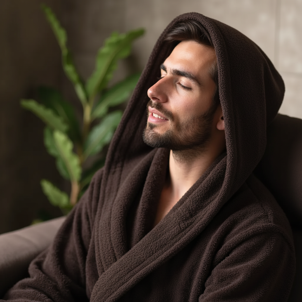 BOSKIMO Albornoz de Baño Unisex con Capucha 100% Algodón OEKO-TEX – Bata para Hombre y Mujer – Rizo Americano 420 gsm – Suave y muy Absorbente