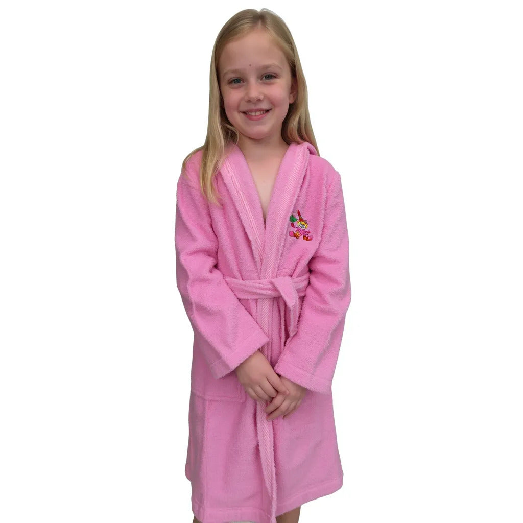 BOSKIMO KIDS PACA - Albornoz Niñas adolescentes Algodón: Niña, Infantil - 100% Algodón OEKO-TEX - 2 Bolsillos, Cinturón, Capucha, Albornoces Felpa muy suave con bordados para niñas