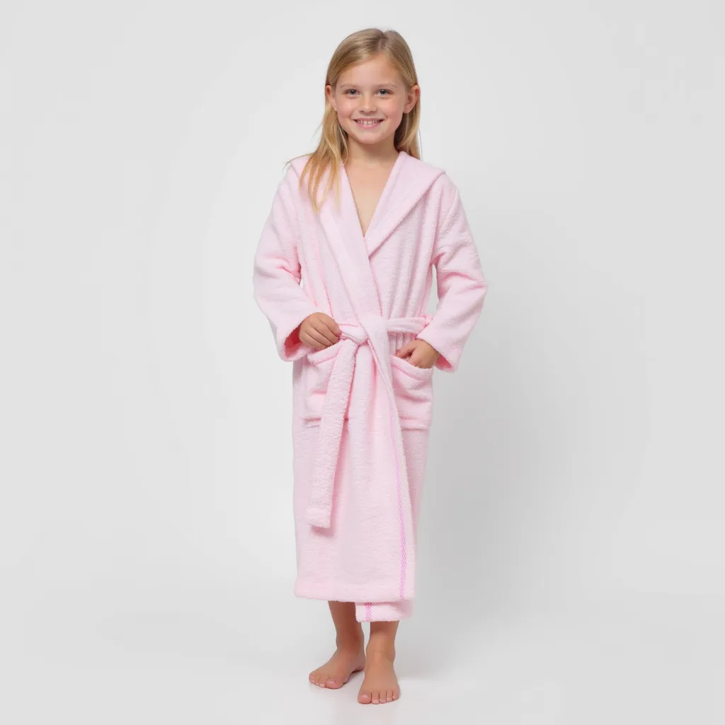 BOSKIMO KIDS BENITA- Albornoz Niñas adolescentes Algodón: Niña, Infantil - 100% Algodón OEKO-TEX - 2 Bolsillos, Cinturón, Capucha, Albornoces Felpa muy suave con bordados para niñas