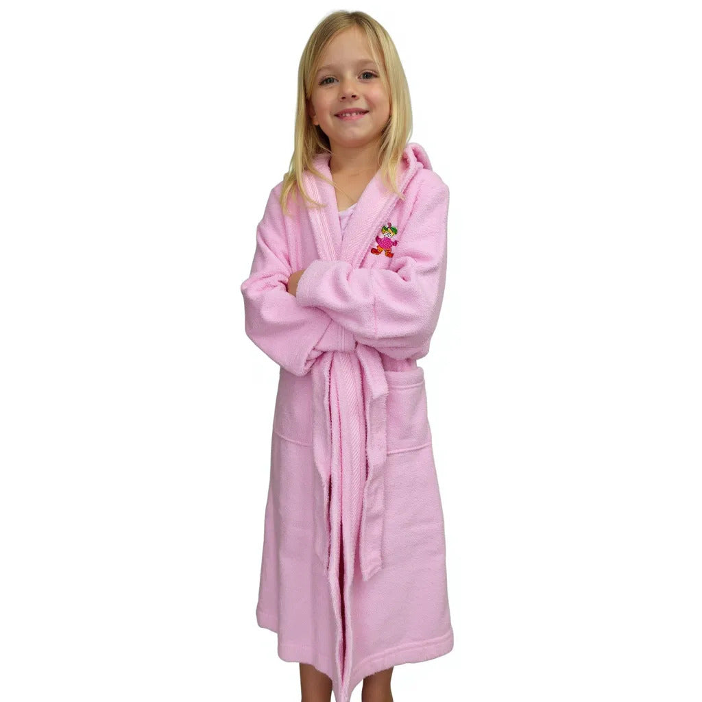 BOSKIMO KIDS PACA - Albornoz Niñas adolescentes Algodón: Niña, Infantil - 100% Algodón OEKO-TEX - 2 Bolsillos, Cinturón, Capucha, Albornoces Felpa muy suave con bordados para niñas