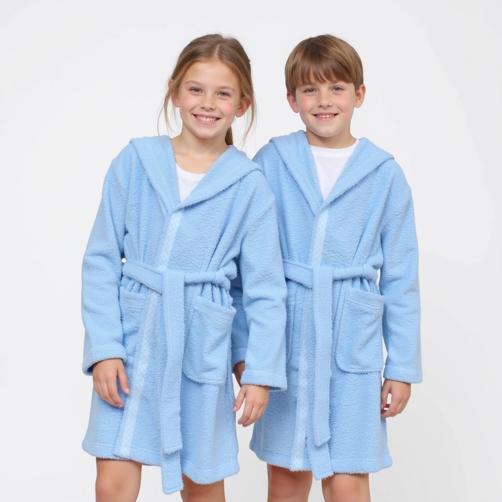 BOSKIMO KIDS BEN - Albornoz Niños adolescentes Algodón: Niño, Infantil - 100% Algodón OEKO-TEX - 2 Bolsillos, Cinturón, Capucha, Albornoces Felpa muy suave con bordados para niños