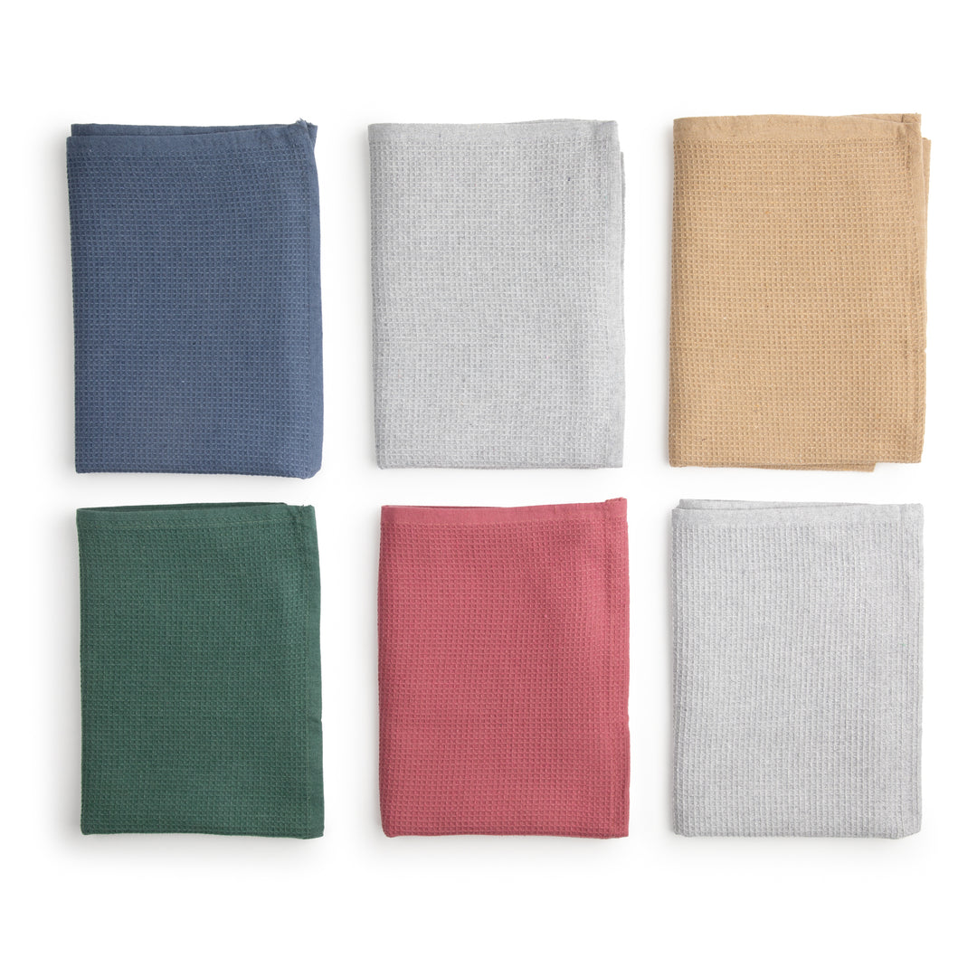 Paños de Cocina Algodón BOSKIMO Premium – Pack de 6 Trapos de Cocina Microfibra y Rizo, Trapos Cocina Algodón Absorbentes, Paños de Limpieza Textura Waffle Surtida