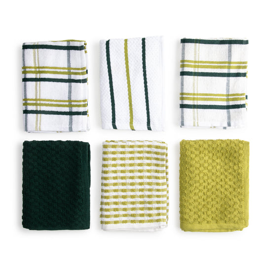 Paños de Cocina Algodón BOSKIMO Premium – Pack de 6 Trapos de Cocina Microfibra y Rizo, Trapos Cocina Algodón Absorbentes, Paños de Limpieza Color Verde Botella
