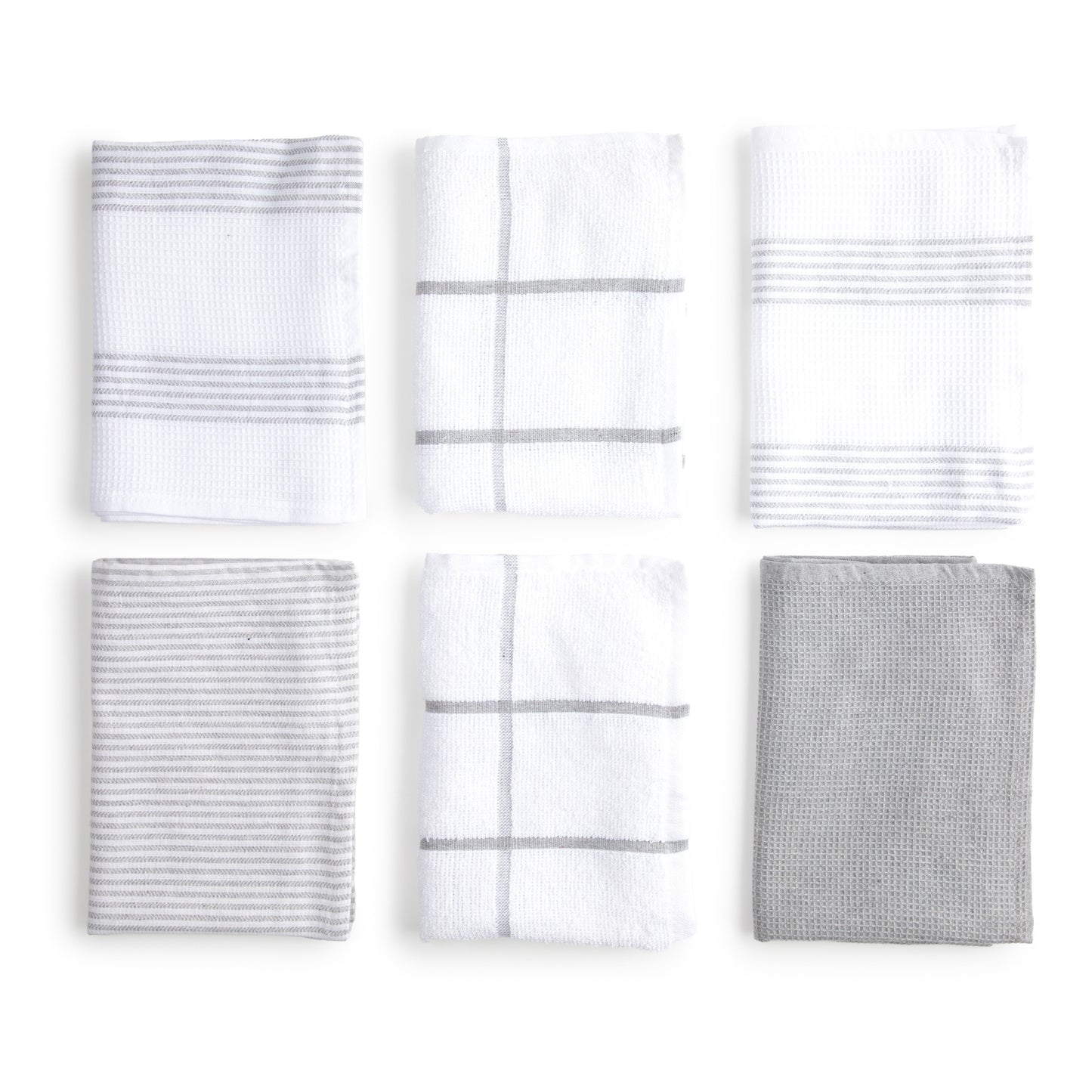 Paños de Cocina Algodón BOSKIMO Premium – Pack de 6 Trapos de Cocina Microfibra y Rizo, Trapos Cocina Algodón Absorbentes, Paños de Limpieza Blanco y Gris