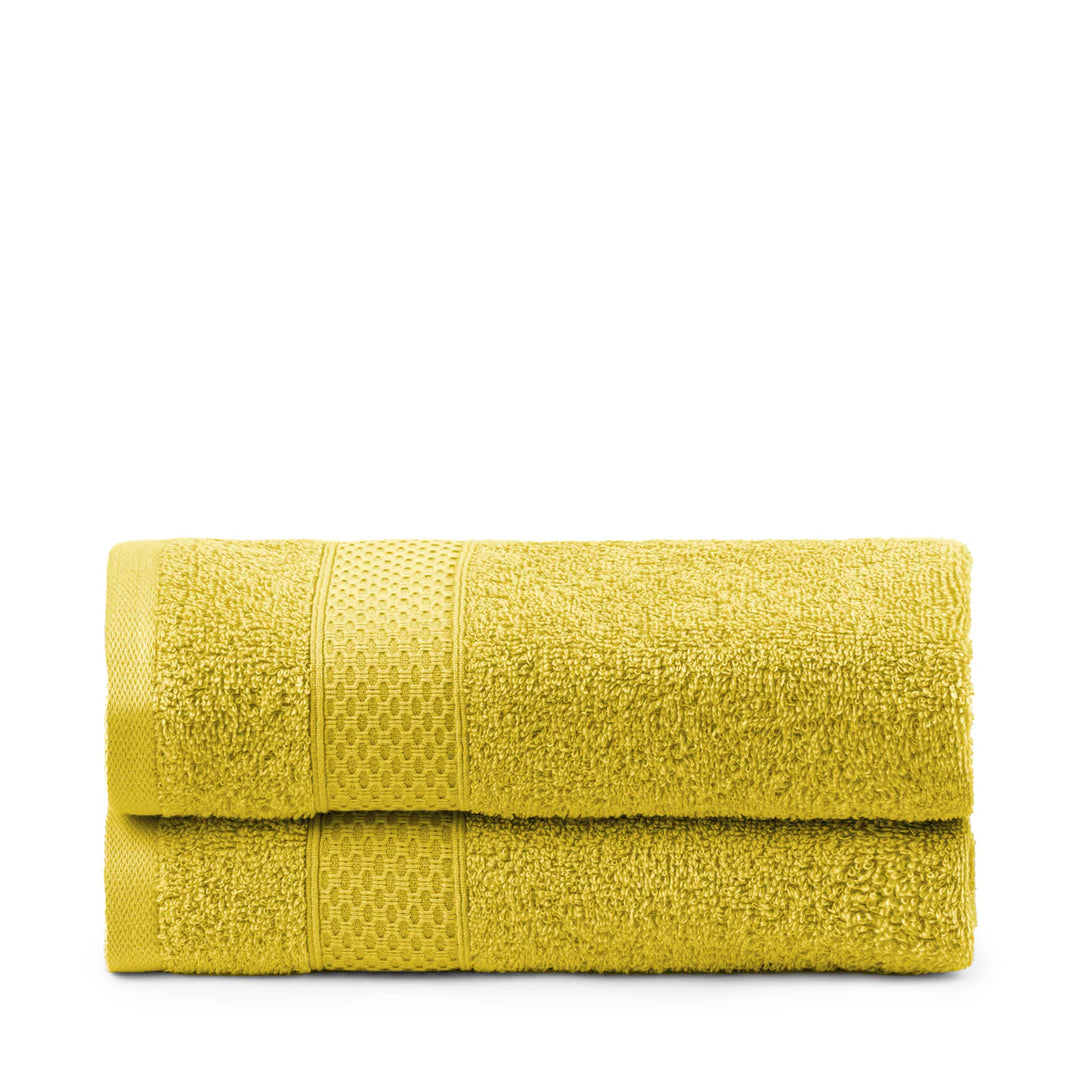 Juego de Toallas de baño - Toalla grande de Ducha, Toalla de Manos y Toalla de lavabo - 100% Algodón - 450 g/m2 Mostaza